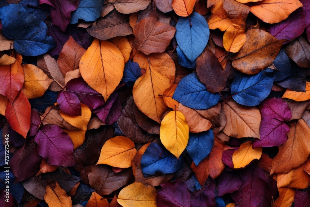 Fallen leaves forming a natural carpet of color