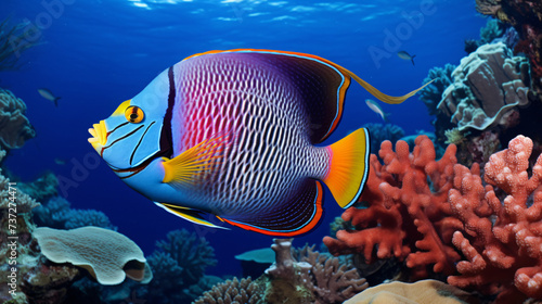 Emperor angelfish Pomacanthus imperator swimming