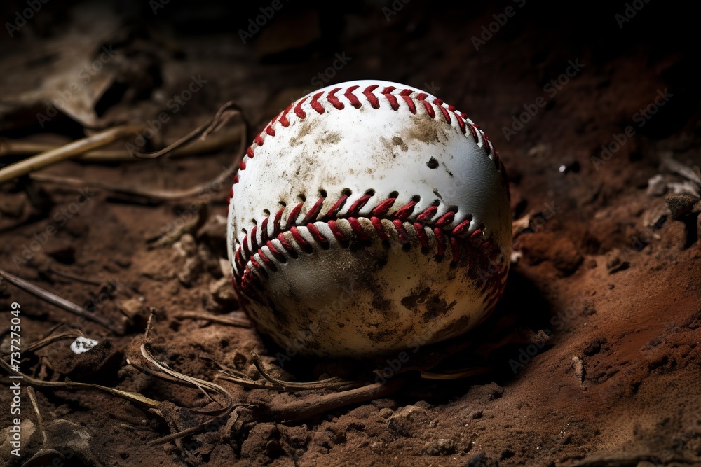 A baseball captured in close-up as it leaves the bat