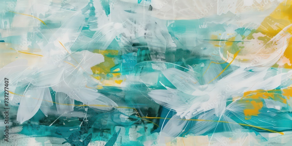 Vivid hues of white, and yellow in acrylic print, creating a dynamic interplay of colors and forms background. Vivid hues of white, and yellow in acrylic print, creating a dynamic interplay of colors and forms background.