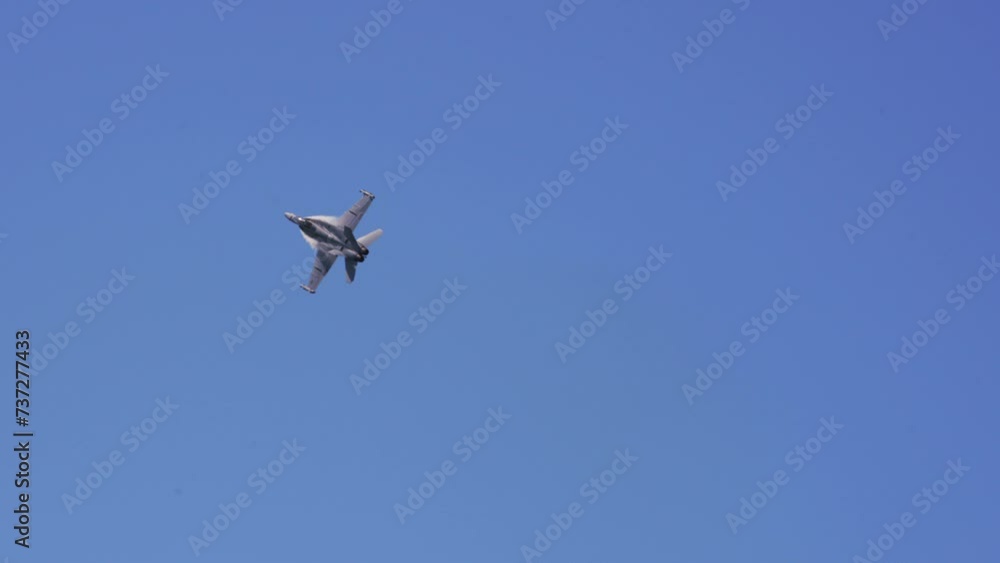 Panning Shot Of Pacific Airshow Flying In Clear Sky On Sunny Day - Huntington Beach, California Panning Shot Of Pacific Airshow Flying In Clear Sky On Sunny Day - Huntington Beach, California