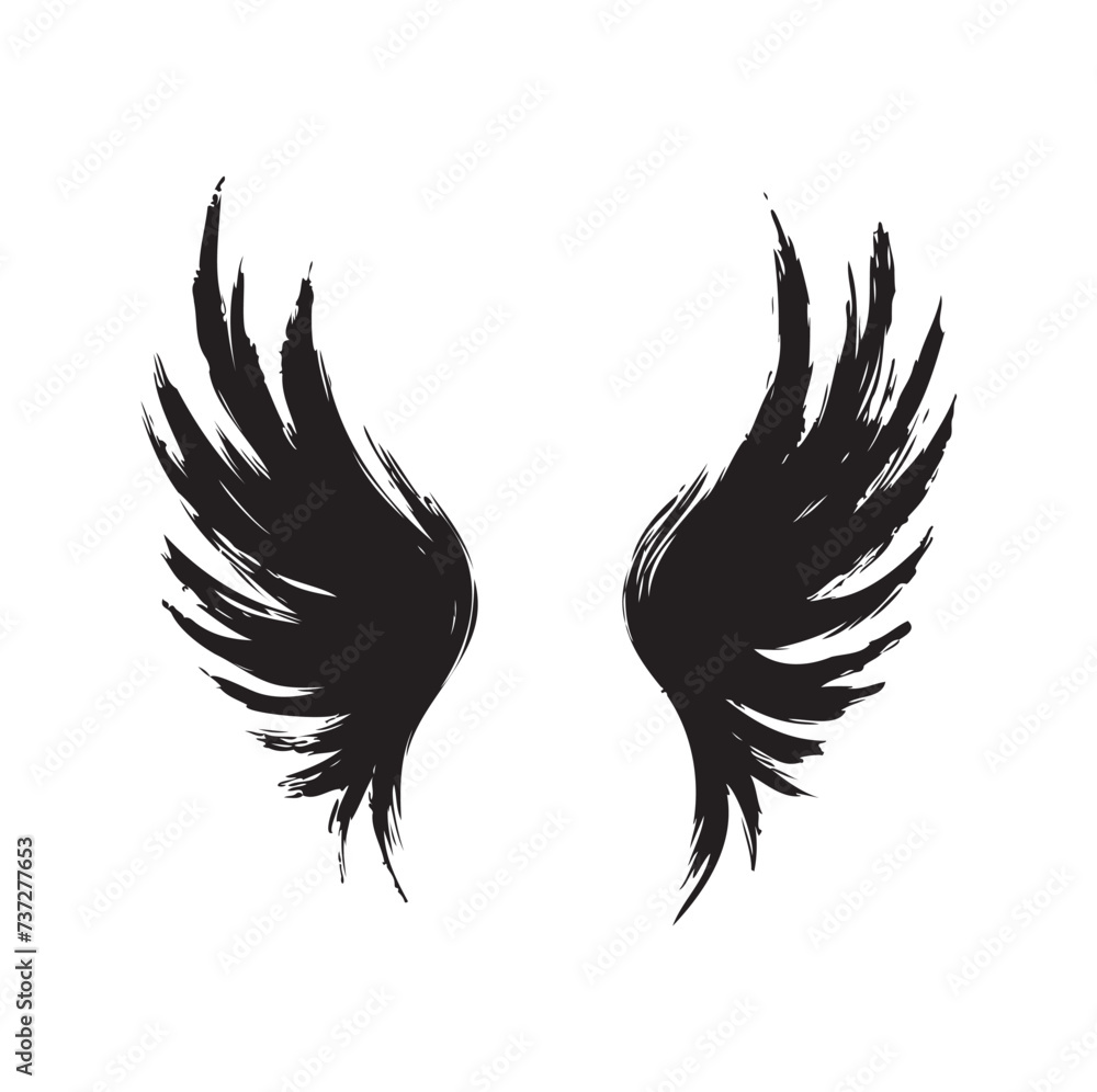 Fototapeta premium Wings icon sketch cartoon hand drawn vector illustration sketch