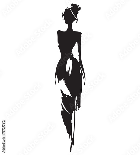 Sketch. Fashion Girls on a white background. Abstract