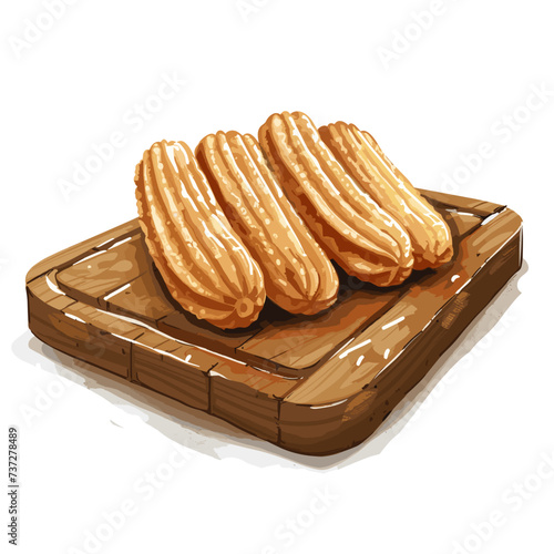 churros on a wooden tray