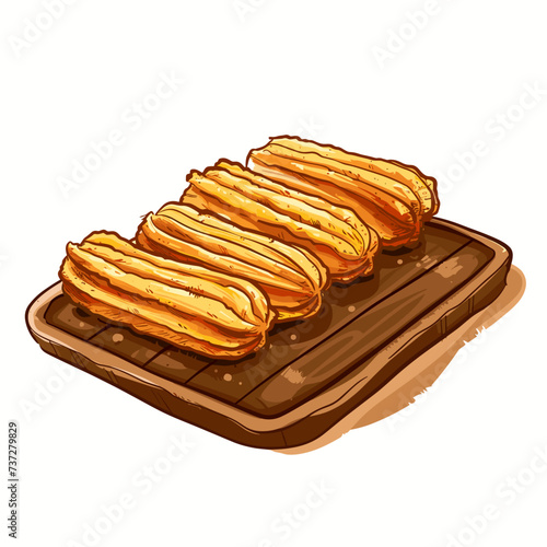 churros on a wooden tray