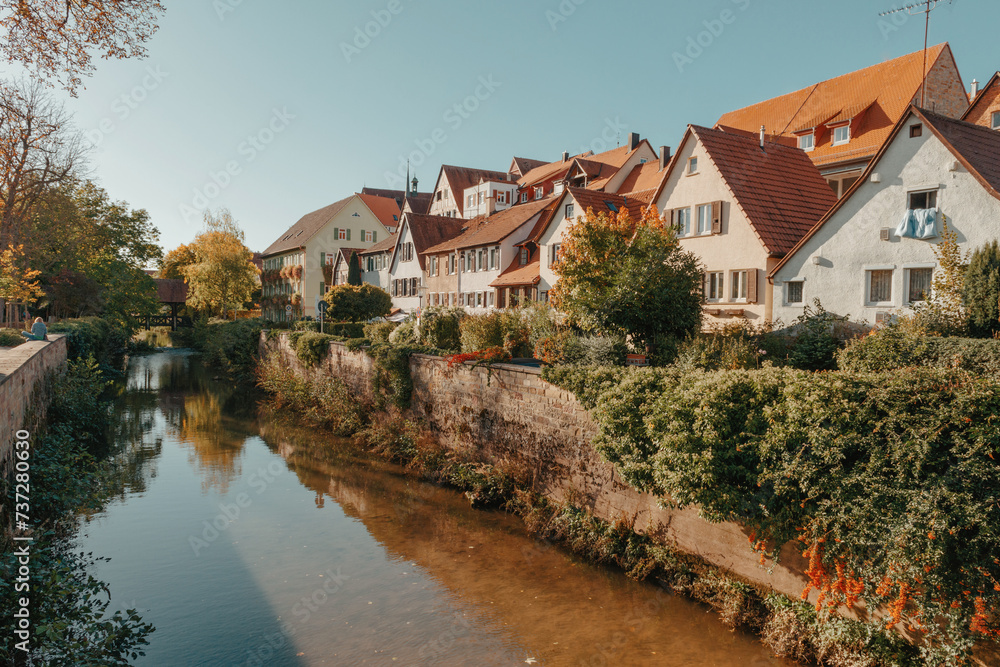 Old national German town house in Bietigheim-Bissingen, Baden-Wuerttemberg, Germany, Europe. Old Town is full of colorful and well preserved buildings.