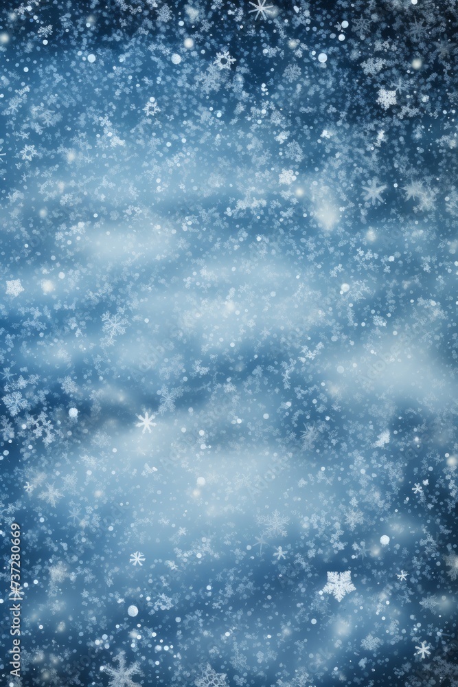 Blue background with falling snowflakes