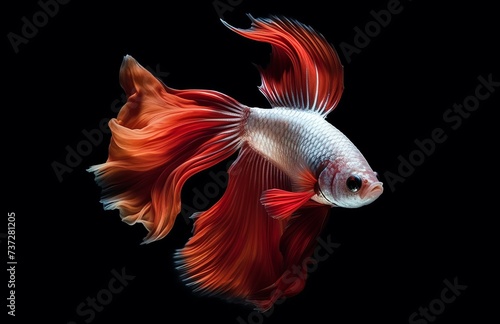Close up art movement of Betta fish,Siamese fighting fish isolated on black background