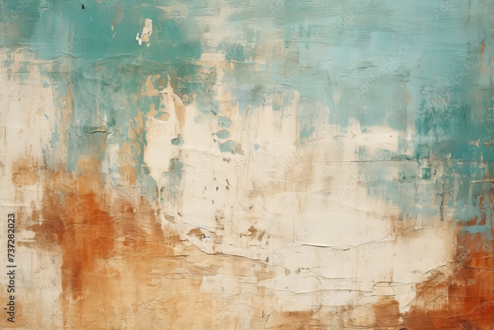 Abstract painting with a blue and brown color palette