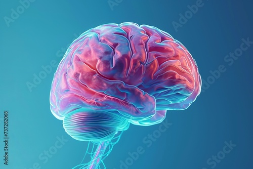 A 3D illustration of a human brain. photo