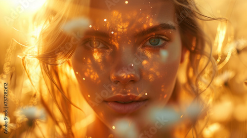 Close-Up of Woman Enjoying Golden Sunset © Kondor83
