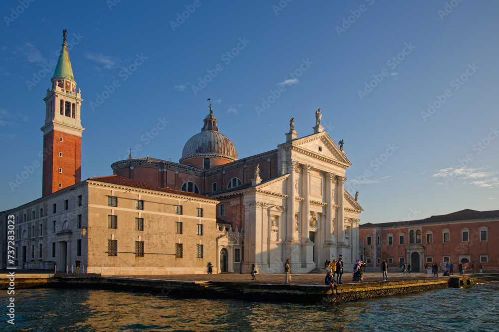 VENICE, ITALY, February 2, 2024 : San Giorgio Maggiore church lies on an island of the laguna of Venice