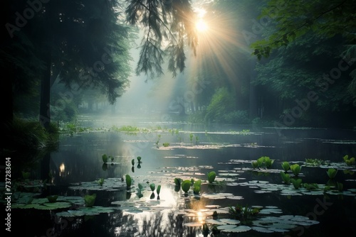 The play of light on a tranquil pond