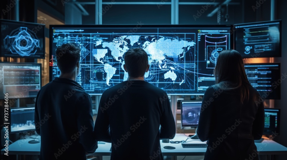 A group of IT specialists working together on a new project A group of IT specialists working together on a new project