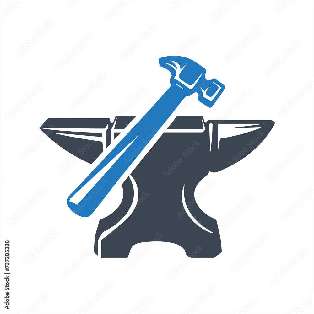 Blacksmith icon. Anvil and hammer icon Blacksmith icon. Anvil and hammer icon