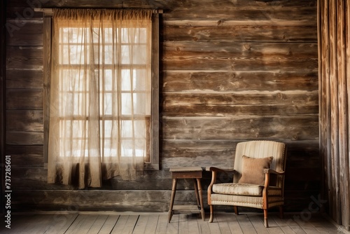 Weathered wood wall in a rustic cabin