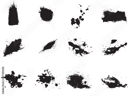 set of black splashes vector