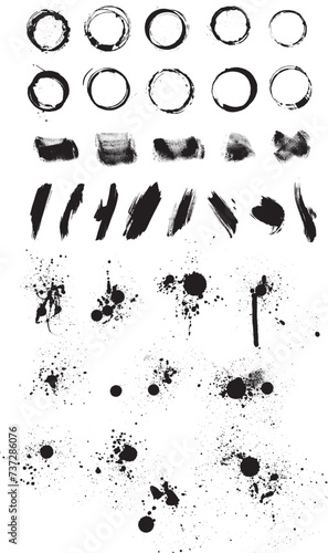 set of different brush and stroke vector