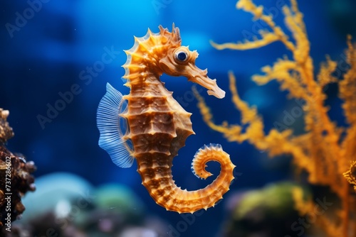 A close-up of a graceful seahorse in an aquarium