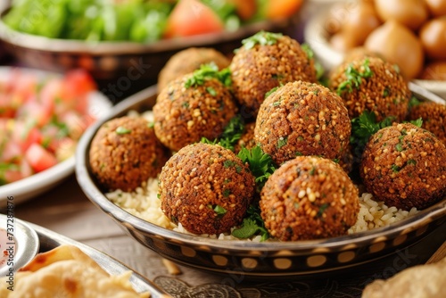 Falafel, a typical food in the month of Ramadan for Muslims to break their fast at the time of the Maghrib call to prayer photo