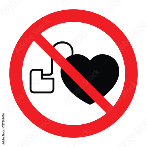 No access for persons with pacemakers sign , no pacemakers sign , vector illustration