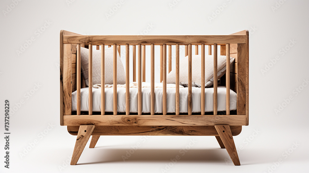 Wooden cot bed isolated on white background Wooden cot bed isolated on white background