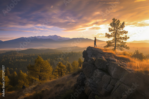 Celebrating Great Outdoors Month, people in epic and peaceful landscapes at sunrise, June 