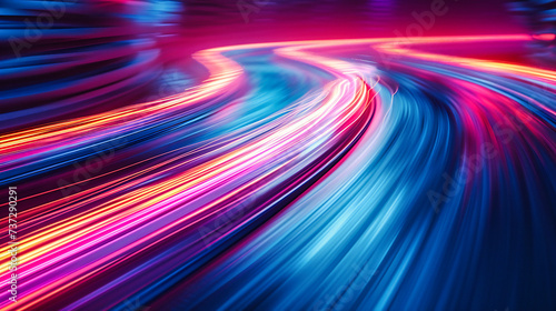 Speed and Motion at Night, Abstract Light Trails, Dynamic Street Movement, Futuristic Transportation