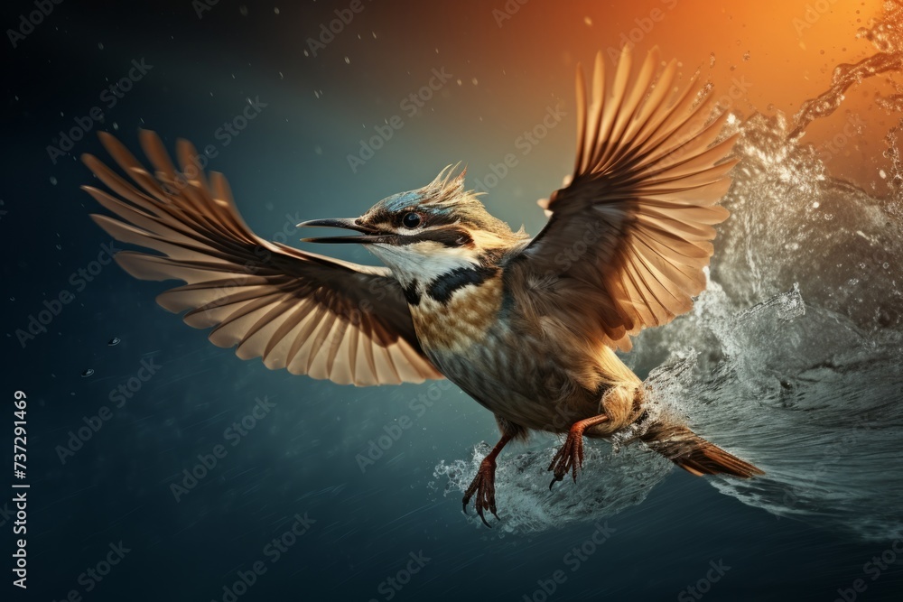 Fototapeta premium An artistic image of a bird in flight, showcasing the beauty of natural motion