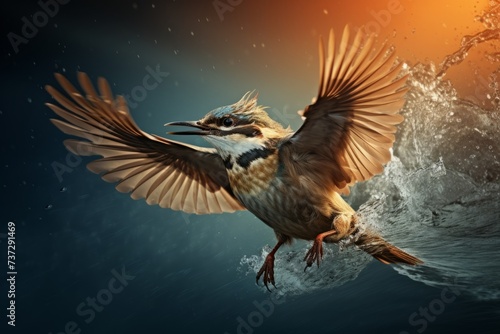 An artistic image of a bird in flight  showcasing the beauty of natural motion