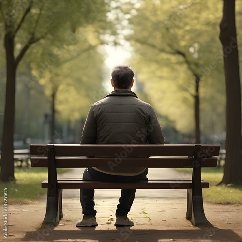 Lonely Man sitting on a bench