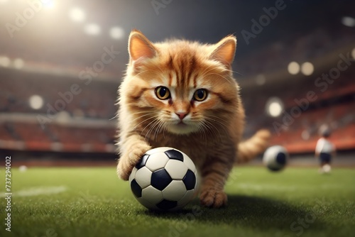 cute cat playing football In the field  © Ahmed Sayed