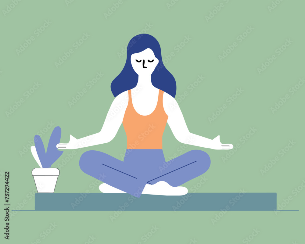 Serene vector illustration of a woman practicing yoga in lotus pose, radiating peace and balance Serene vector illustration of a woman practicing yoga in lotus pose, radiating peace and balance