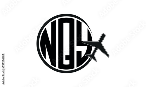 NQY three initial letter circle tour & travel agency logo design vector template. hajj Umrah agency, abstract, wordmark, business, monogram, minimalist, brand, company, flat, tourism agency, tourist