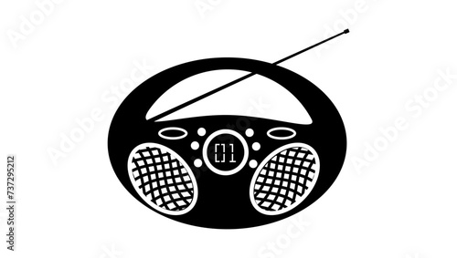 CD Player emblem, black isolated silhouette