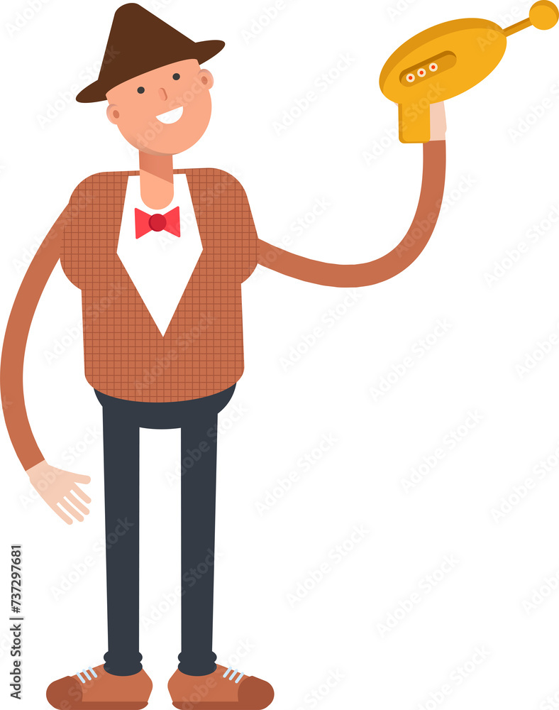 Man with Hat Character Holding Space Gun
Man with Hat Character Holding Space Gun