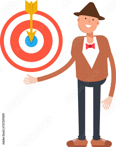 Man with Hat Character Holding Dart 