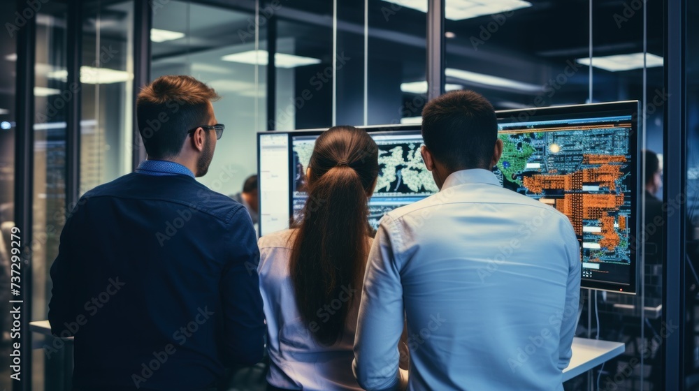 A group of IT specialists working together on a new project A group of IT specialists working together on a new project
