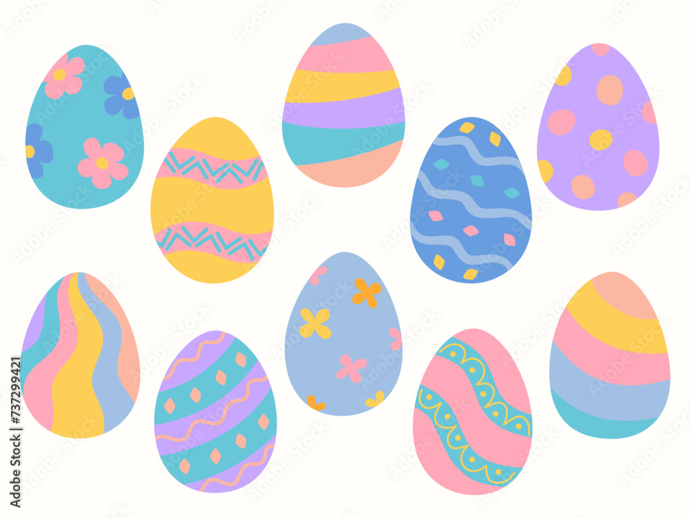 Set of colorful Easter eggs with patterns Set of colorful Easter eggs with patterns