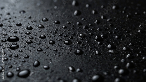 Water droplets on mat black background, template and background mock-up.