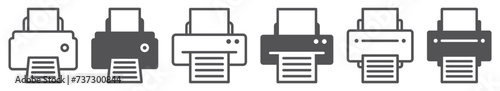 Set of printer icons. Printer or fax symbol, print. Desktop printer and document. Printing sign. Vector. photo