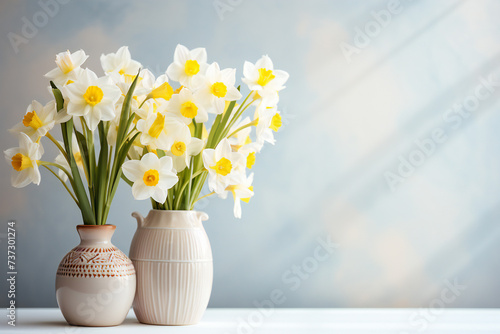 Wallpaper Mural daffodils in vase on table,ai generated Torontodigital.ca