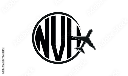 NVH three initial letter circle tour & travel agency logo design vector template. hajj Umrah agency, abstract, wordmark, business, monogram, minimalist, brand, company, flat, tourism agency, tourist