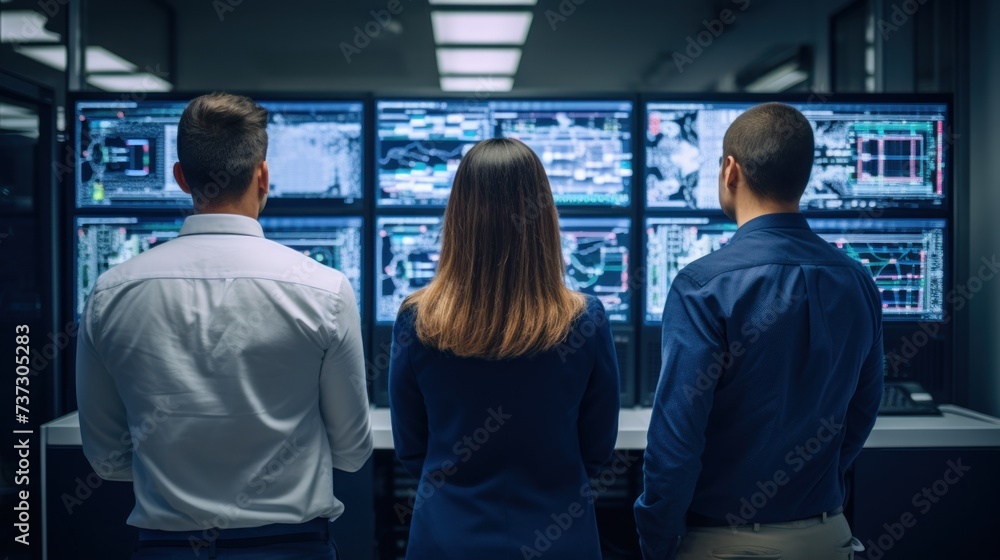 A group of IT specialists working together on a new project A group of IT specialists working together on a new project