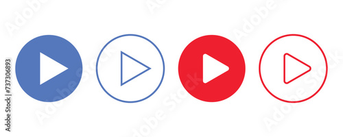 3d render set of a sign of play button icon symbol vector, colorful red blue pause music, video player icon