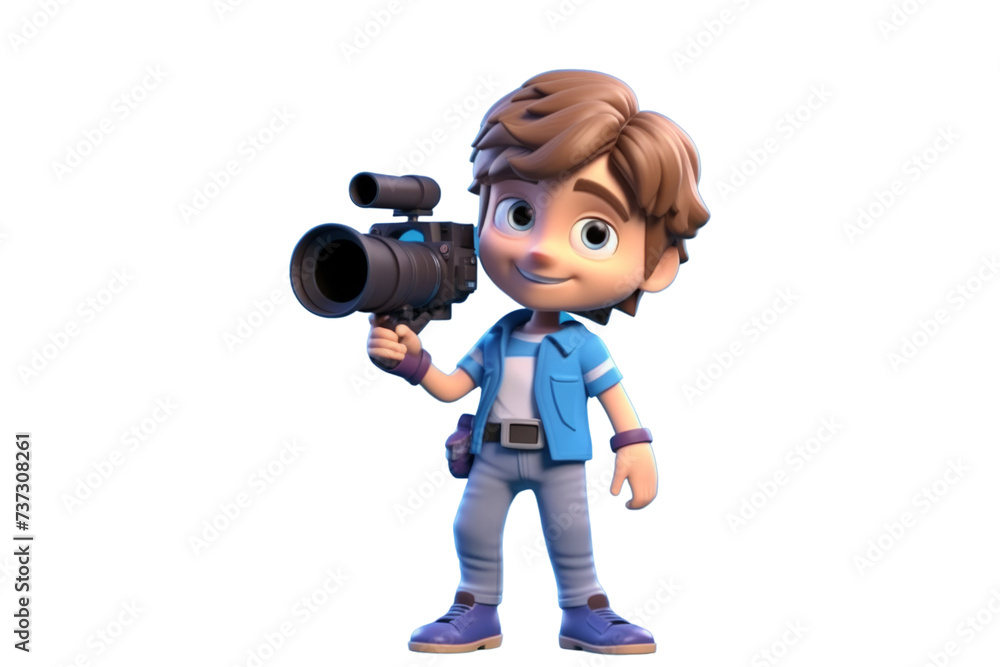 3d render of a boy with a camera on a white background 3d render of a boy with a camera on a white background