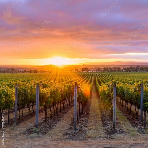 A Beautiful Sunset over a Barossa Vineyard