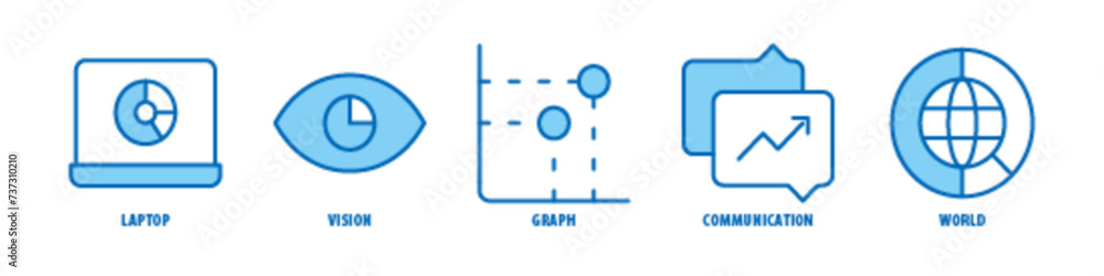 World, Communication, Graph, Vision, Laptop editable stroke outline icons set isolated on white background flat vector illustration. World, Communication, Graph, Vision, Laptop editable stroke outline icons set isolated on white background flat vector illustration.