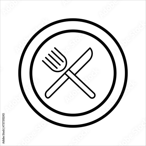 Fork, spoon, dish line icon, outline vector sign, linear pictogram isolated on white. Restaurant, food court symbol, logo illustration