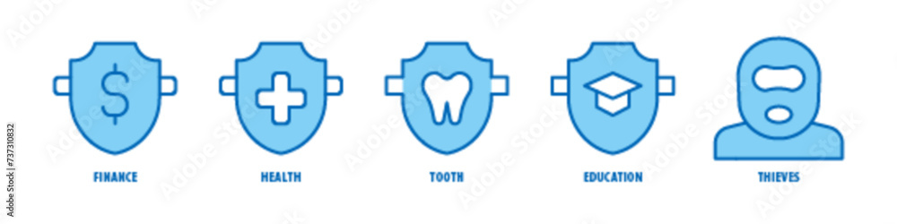 Thieves, Education, Tooth, Health, Finance editable stroke outline icons set isolated on white background flat vector illustration. Thieves, Education, Tooth, Health, Finance editable stroke outline icons set isolated on white background flat vector illustration.